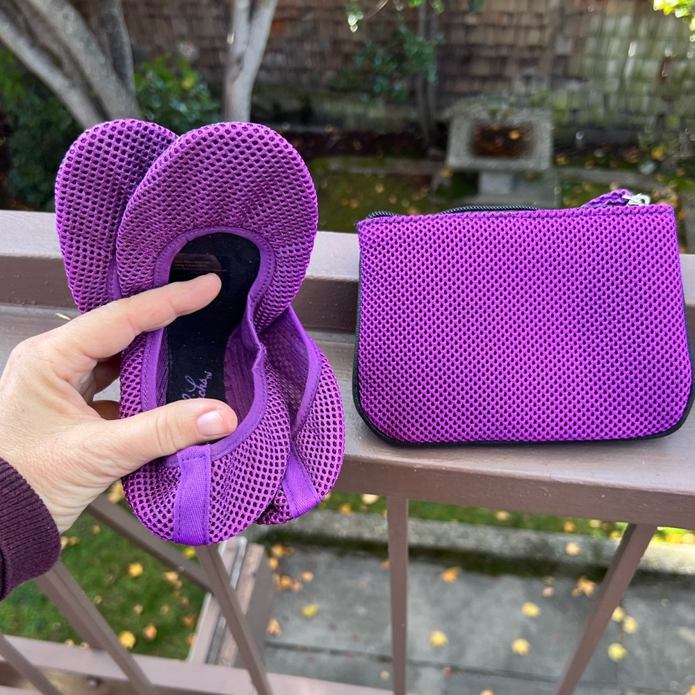 Home-Slippers-Purple Mesh travel slippers by “ Side Kicks”, -Size-5-6.5, NWT